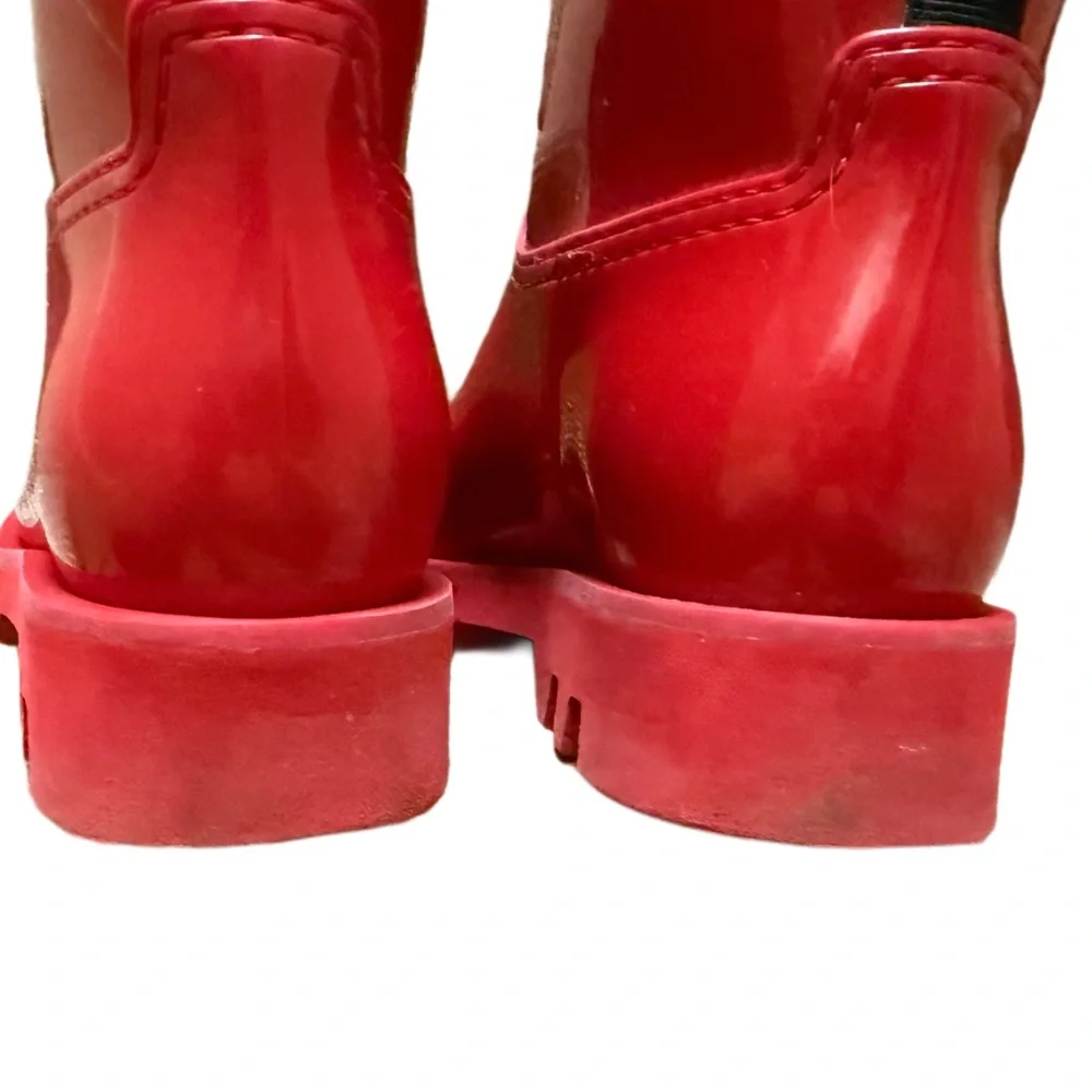 -SOLD -AUTHENTIC MONCLER sexy Glossy Red Rain Boots EU 40 US 9.5 - Picture 7 of 15